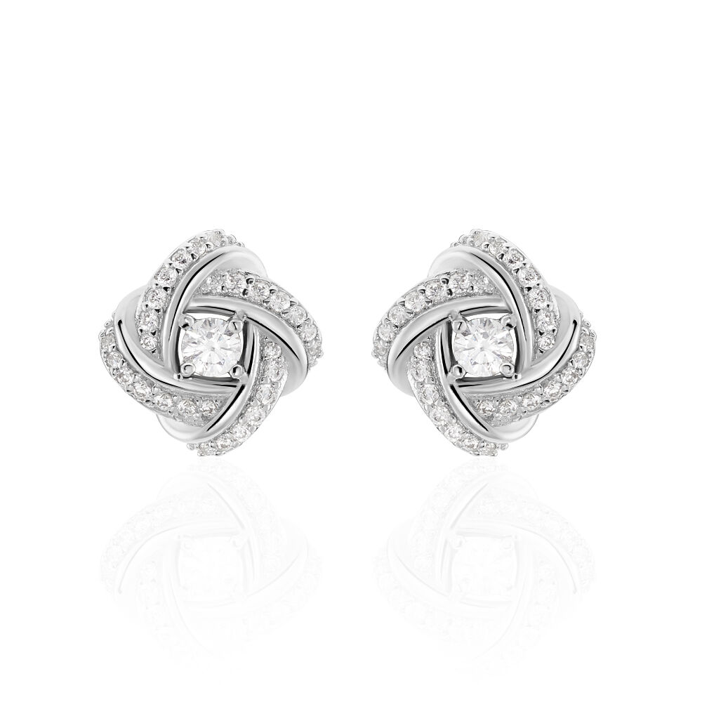 Boucles D'oreilles Puces Anasthase Argent Blanc Oxyde De Zirconium - Pendantes Femme | Marc Orian