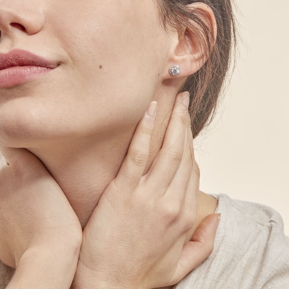 Boucles D'oreilles Puces Stelila Or Blanc Oxyde De Zirconium - Puces Femme | Marc Orian