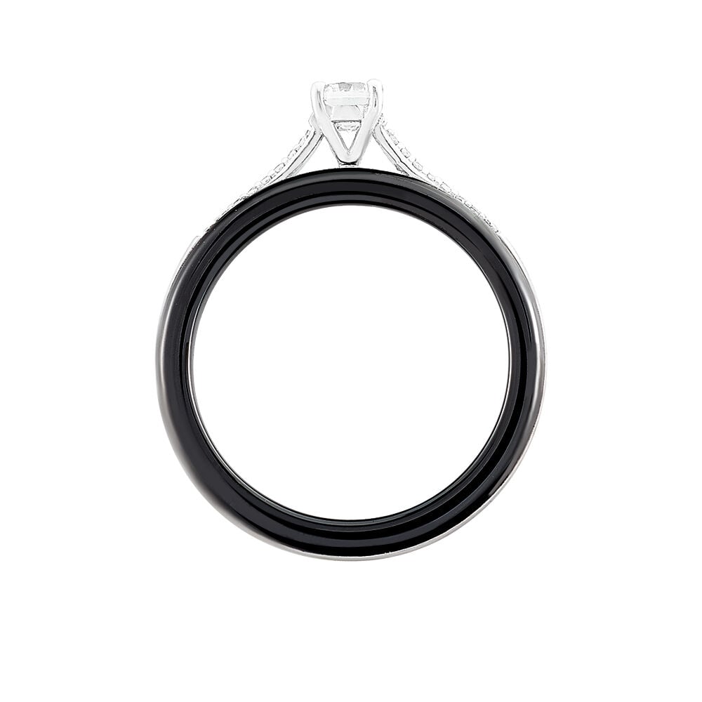 Bague Solitaire Ceramique Argent Blanc Céramique Et Oxyde De Zirconium - Bagues de promesse Femme | Marc Orian