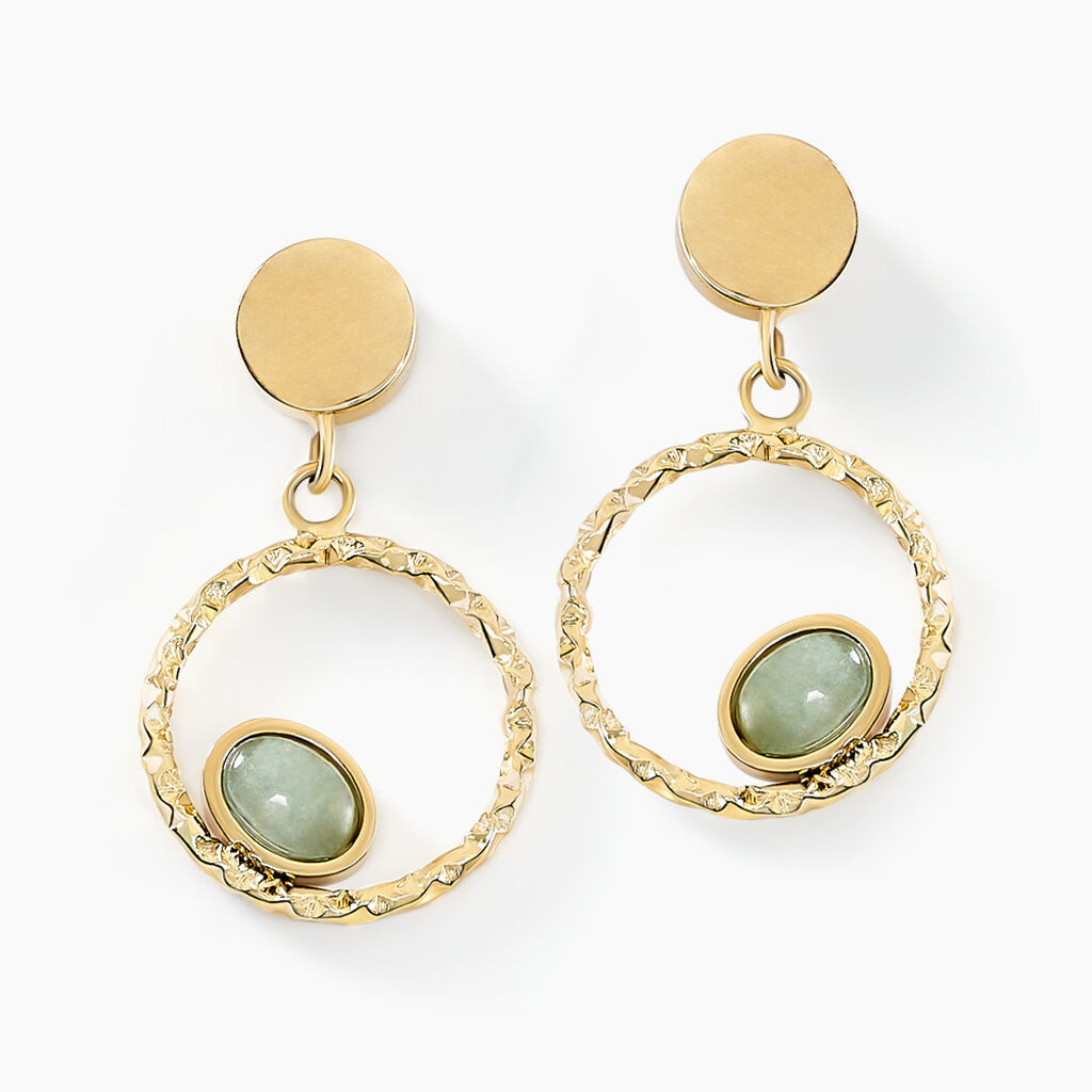 Boucles D'oreilles Pendantes Acier Doré Amazonite - Pendantes Femme | Marc Orian