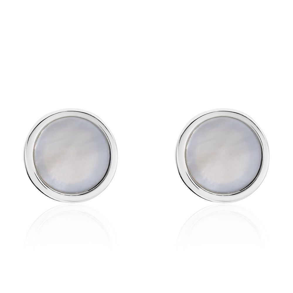 Boucles D'oreilles Puces Zealie Argent Blanc Nacre - Puces Femme | Marc Orian