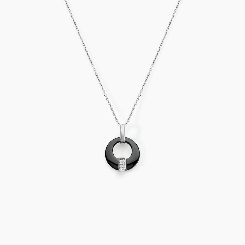 Collier Suzanne Argent Blanc C&eacute;ramique Et Oxyde De Zirconium - Colliers avec pierres Femme | Marc Orian