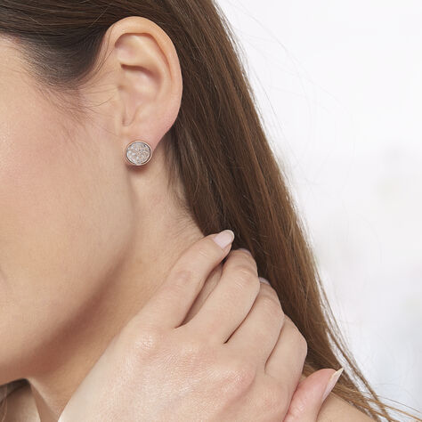 Boucles D'oreilles Puces Rosae Argent Rose Nacre - Clous d'oreilles Femme | Marc Orian