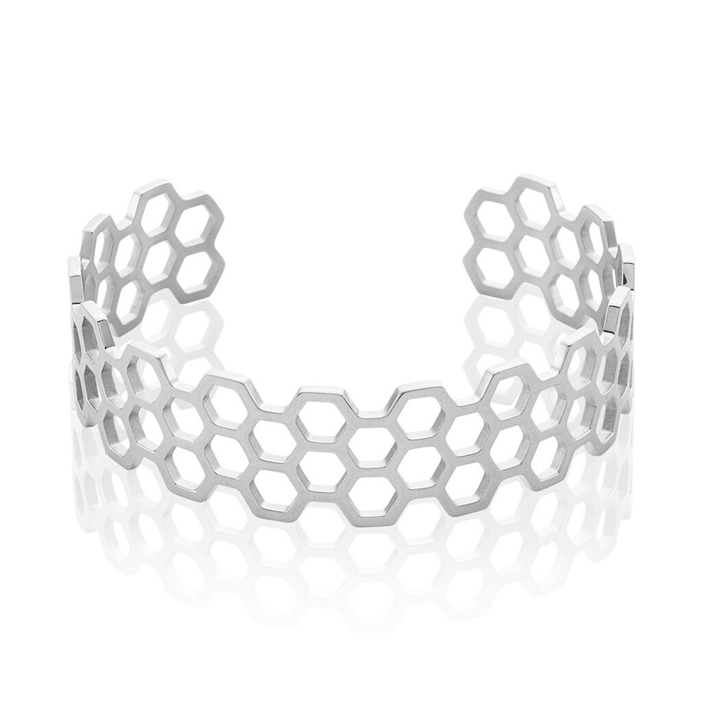 Bracelet Jonc Ouvert Acier Blanc Buglose - Bracelets joncs Femme | Marc Orian