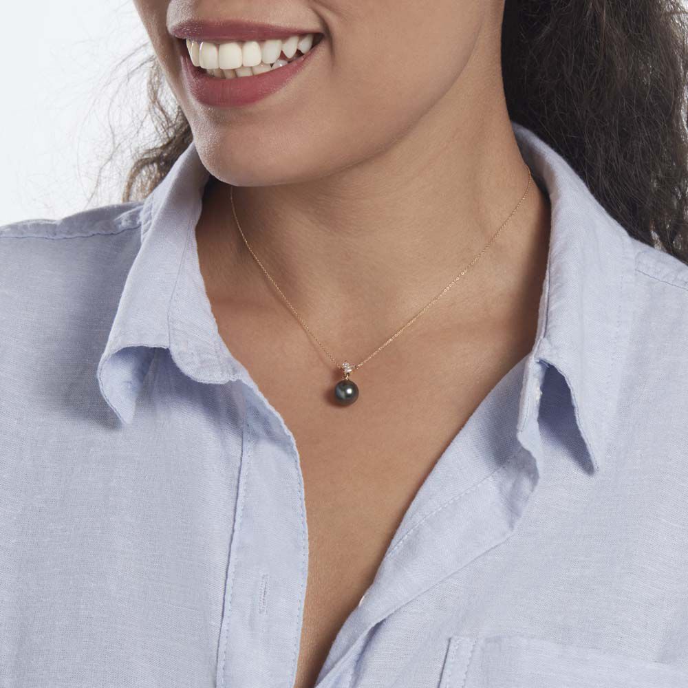 Collier Giuseppe Or Jaune Perle De Tahiti Oxyde Zirconium - Colliers avec pierres Femme | Marc Orian
