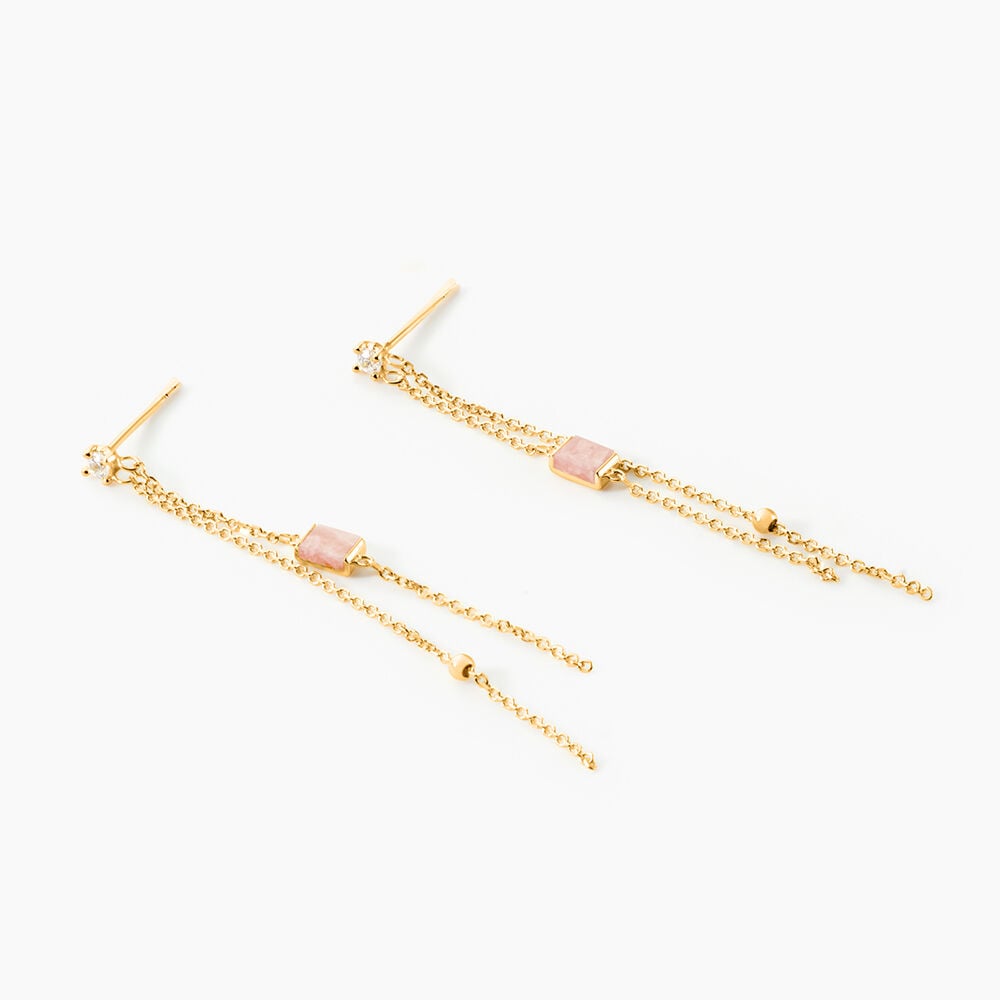 Boucles D'oreilles Pendantes Reflets Pop Or Jaune Rhodochrosite - Pendantes Femme | Marc Orian