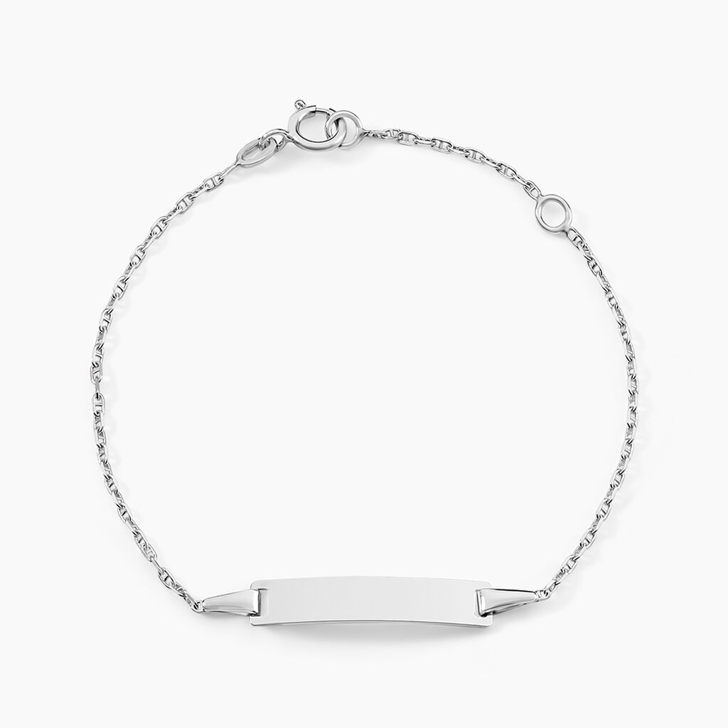 Bracelet Identit&eacute; Esta Maille For&ccedil;at Or Blanc - Gourmettes Enfant | Marc Orian