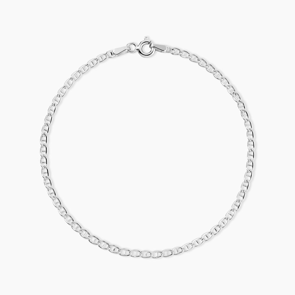 Bracelet Capucin Or Blanc Maille Marine Plate - Bracelets mailles Femme | Marc Orian