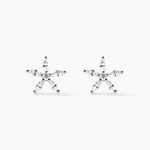 Boucles D'oreilles Puces Horcia Or Blanc Oxyde De Zirconium - Puces Femme | Marc Orian