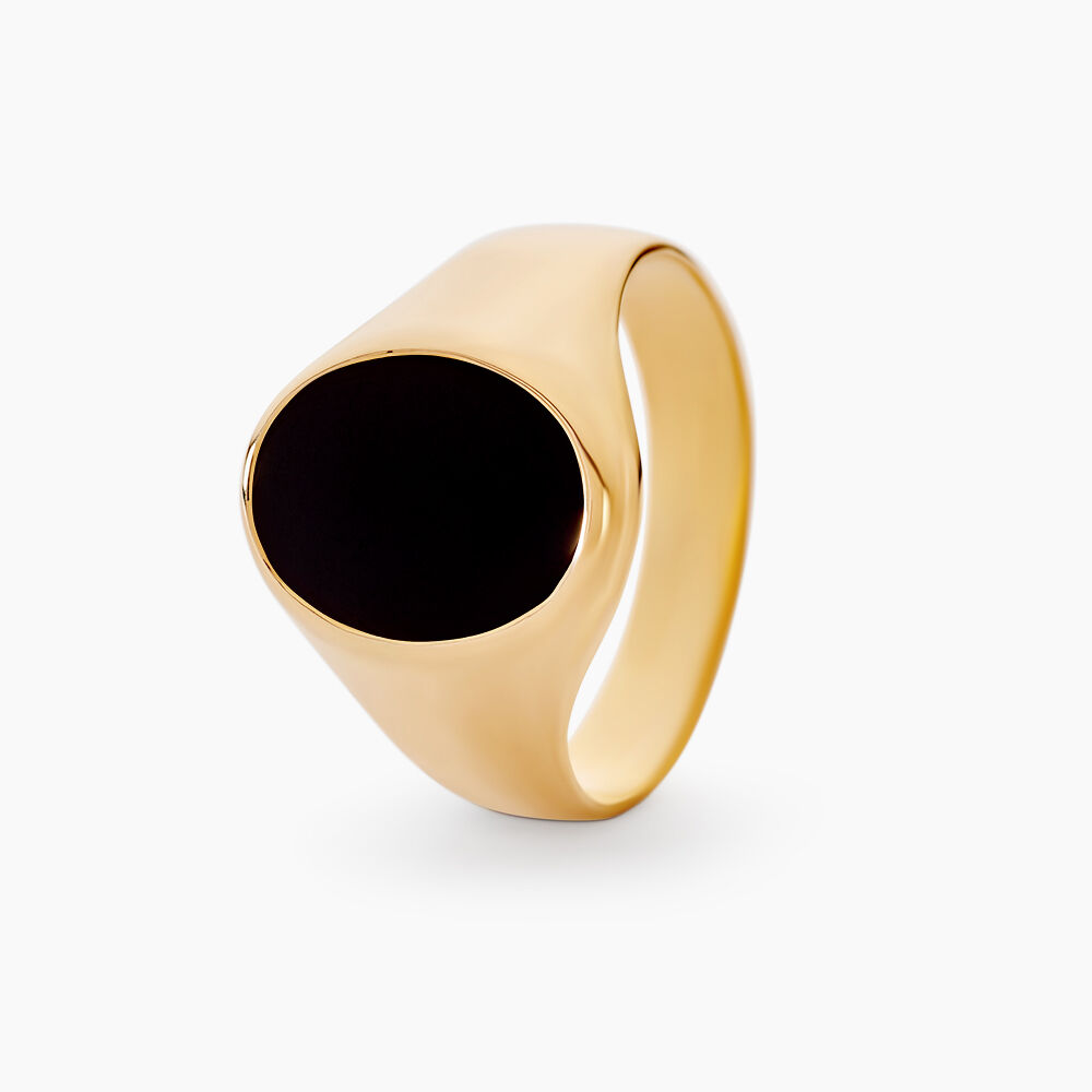 Chevalière Filipp Ovale Or Jaune Onyx - Chevalières Homme | Marc Orian