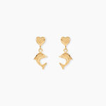 Boucles D'oreilles Pendantes Fulvie Coeurs Et Dauphin Or Jaune - Pendantes Femme | Marc Orian