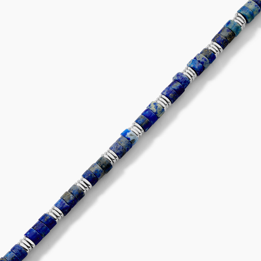 Bracelet Jourdan Arttu Acier Argenté Lapis Lazuli - Bijoux Homme | Marc Orian