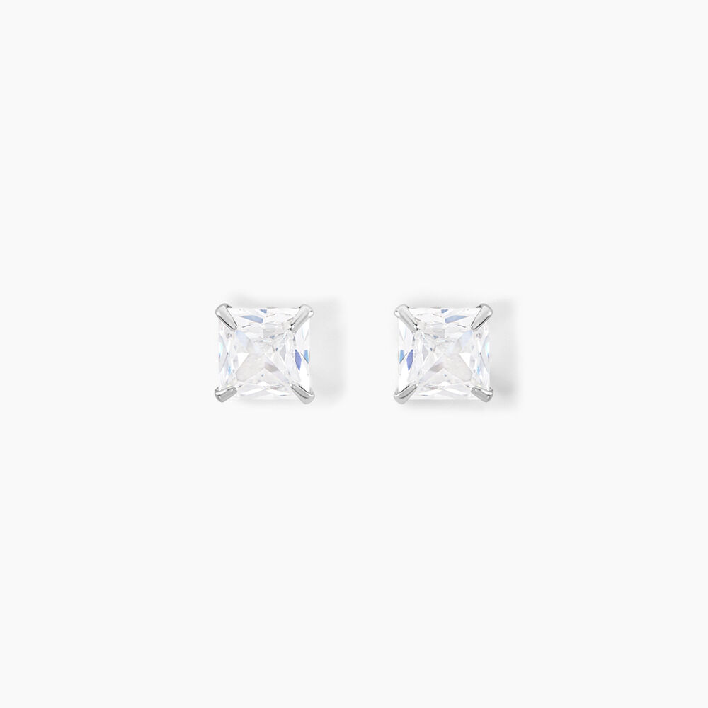 Boucles D'oreilles Puces Doreen Or Blanc Oxyde De Zirconium - Puces Famille | Marc Orian