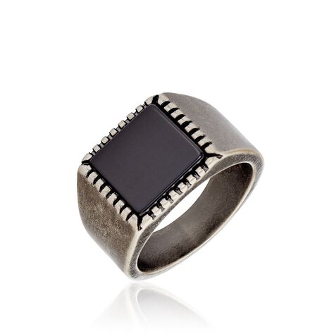 Bague Chevalière Acier Vieillit Haris Agate - Bijoux fantaisie Homme | Marc Orian