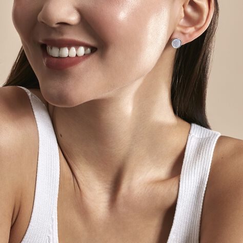 Boucles D'oreilles Puces Zealie Argent Blanc Nacre - Clous d'oreilles Femme | Marc Orian