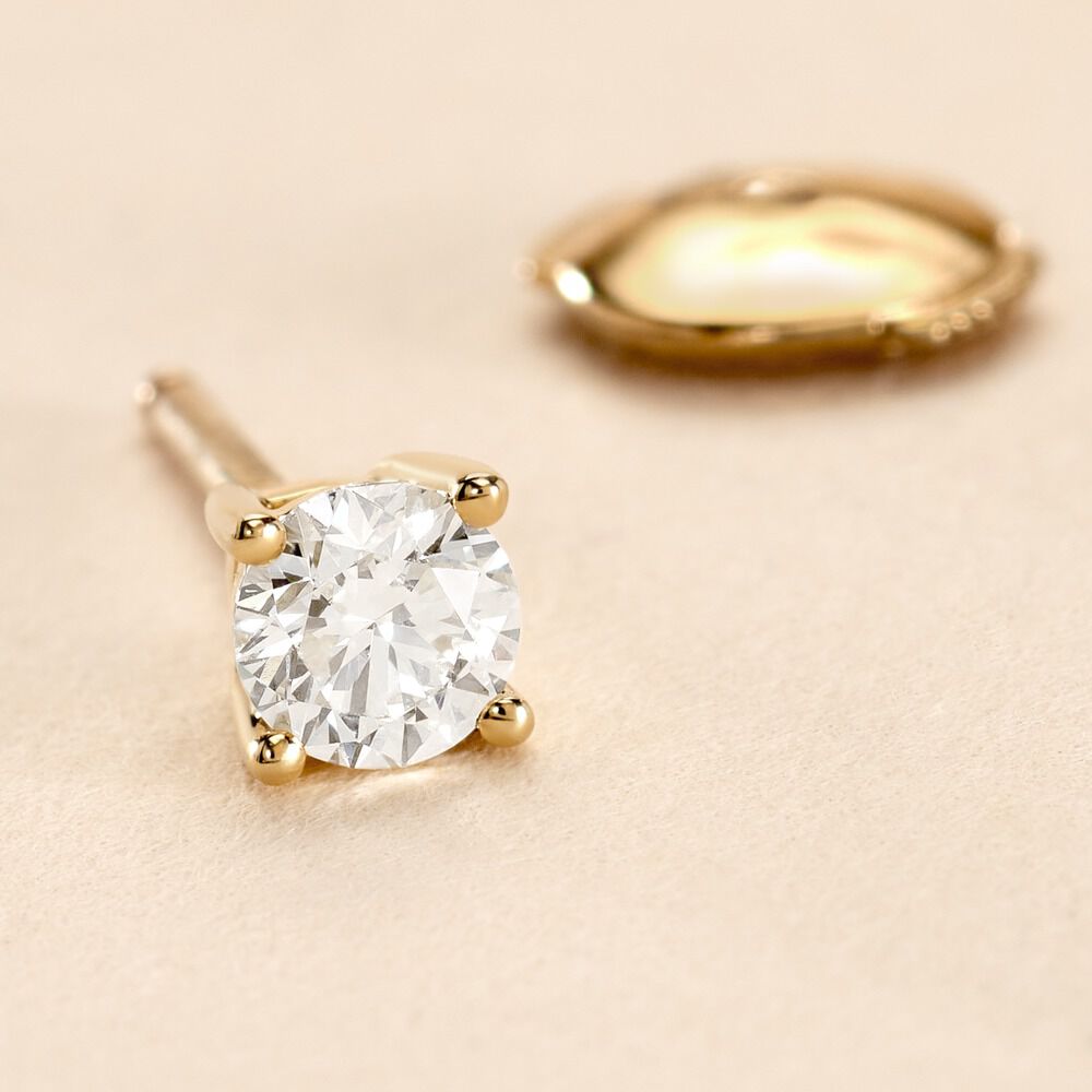 Boucle D'oreille Puce Unitaire Victoria Or Jaune Diamant - Puces Famille | Marc Orian