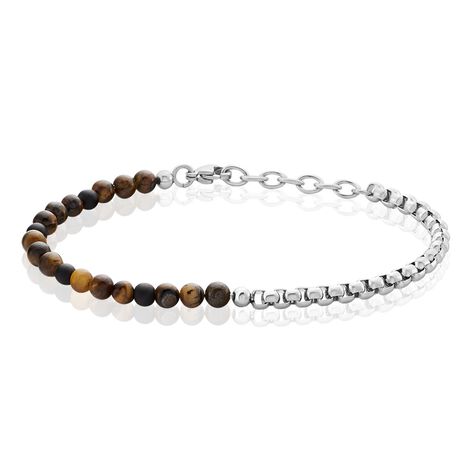 Bracelet Acier Blanc Christiano œil De Tigre Onyx - Bracelets chaînes Homme | Marc Orian