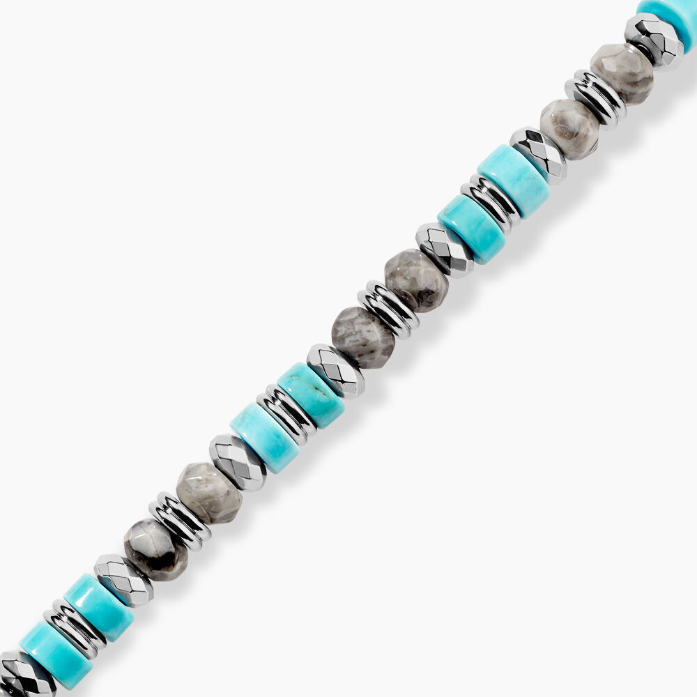 Bracelet Naturel Autres Tricolore Turquoise H&eacute;matite Jaspe Africain - Bracelets cha&icirc;nes Homme | Marc Orian