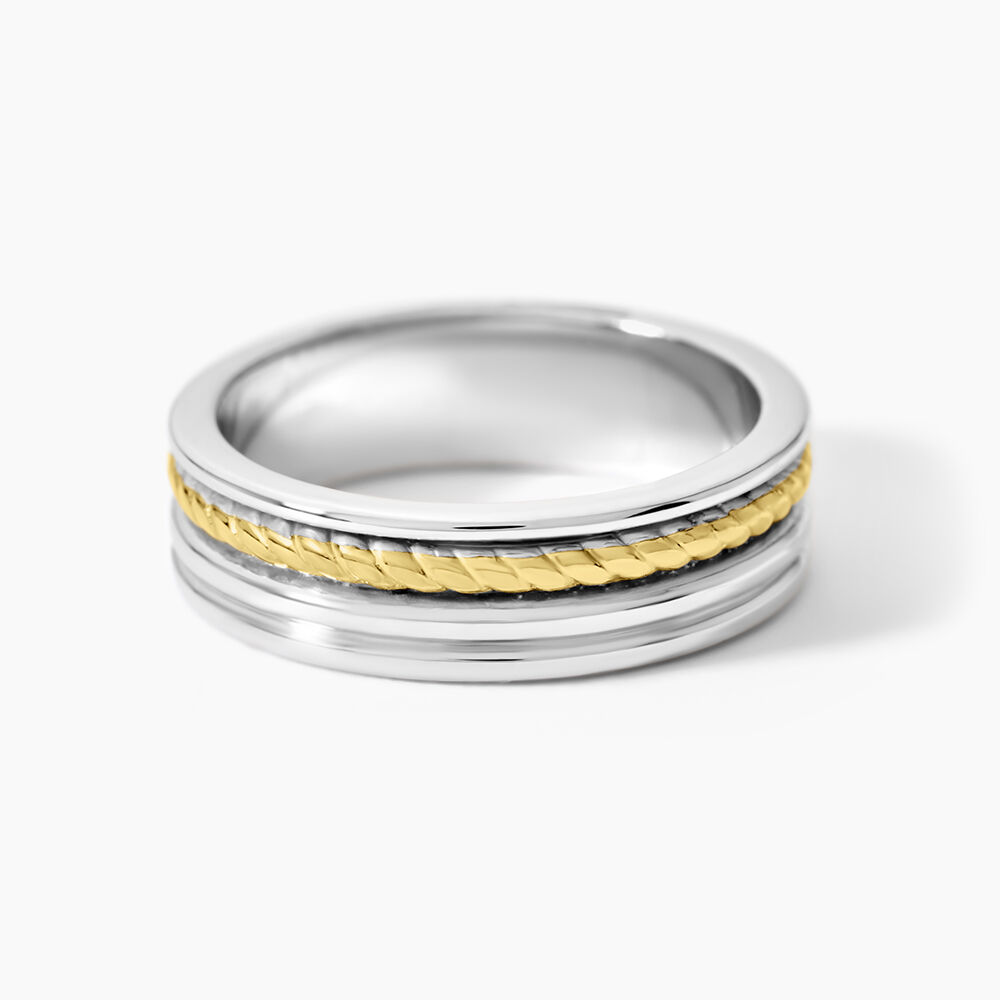 Alliance Leandro Ruban Argent Bicolore - Alliances duo Famille | Marc Orian