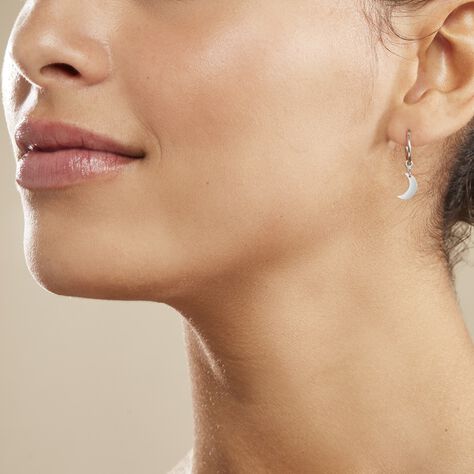 Créoles Elvyn Argent Blanc - Boucles d'oreilles Créoles Femme | Marc Orian
