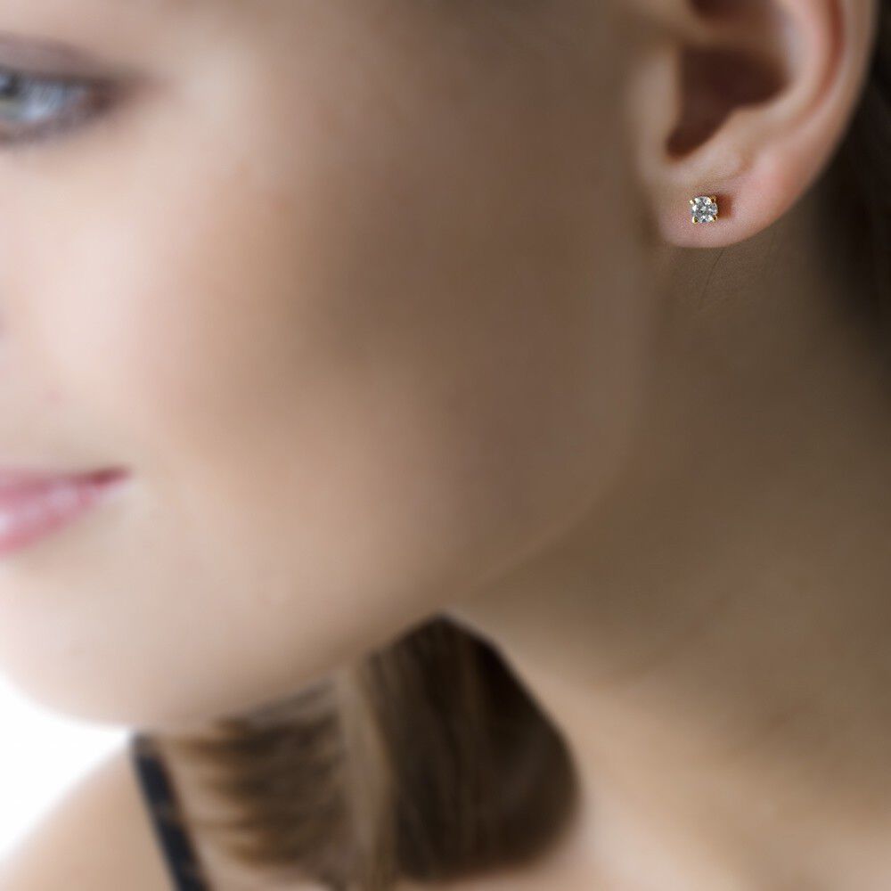 Boucles D'oreilles Puces Victoria Or Jaune Diamant - Puces Femme | Marc Orian