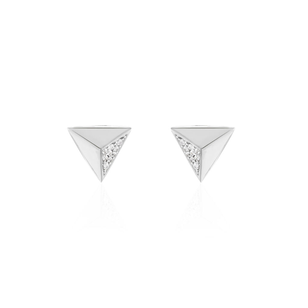 Boucles D'oreilles Puces Cleona Argent Blanc Oxyde De Zirconium - Puces Femme | Marc Orian