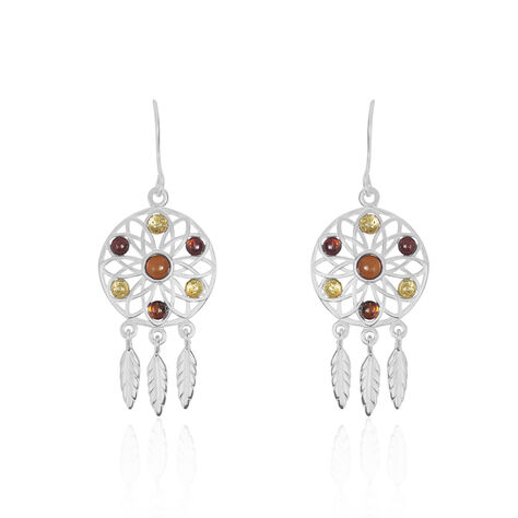 Boucles D'oreilles Argent Blanc Lorena Ambre - Boucles d'oreilles Pendantes Femme | Marc Orian