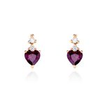 Boucles D'oreilles Puces Or Rose Samanta Rhodolite - Puces Femme | Marc Orian
