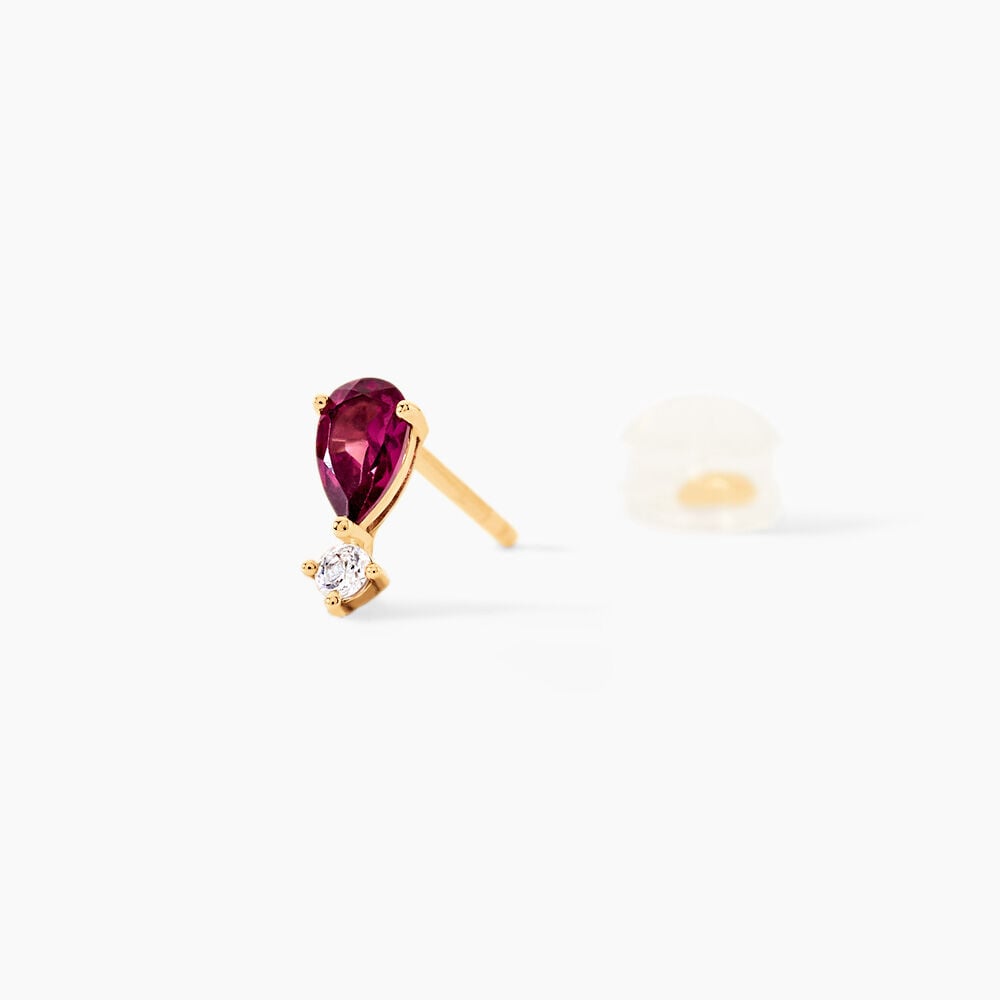 Boucles D'Oreilles Puces Valora Or Jaune Rhodolite Oxyde De Zirconium - Puces Femme | Marc Orian