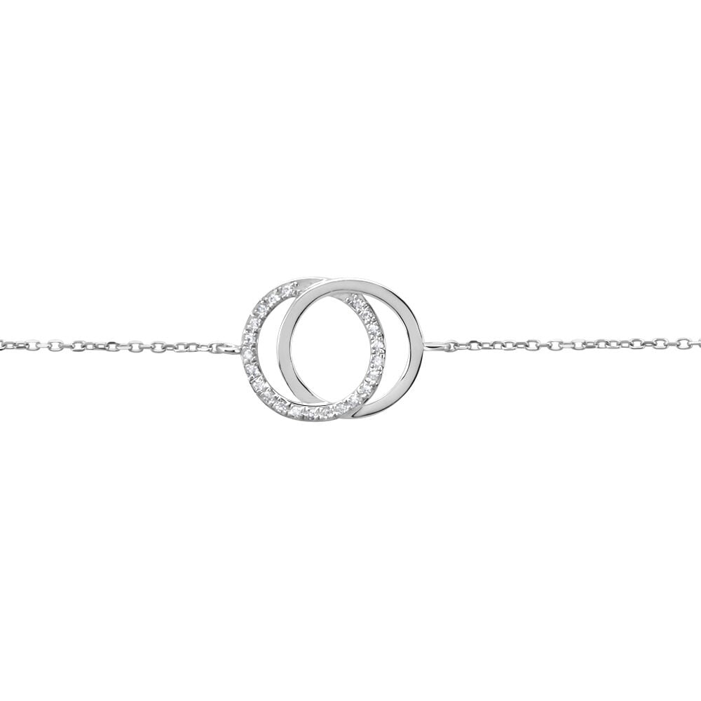 Bracelet Or Blanc Tresha Diamants - Bracelets Anneaux Entrelaces Femme | Marc Orian