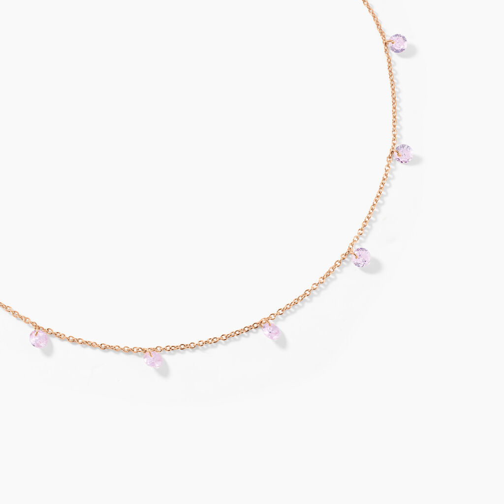 Collier Collie Argent Rose Oxyde De Zirconium - Colliers avec pierres Femme | Marc Orian