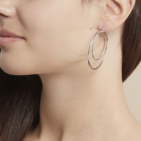 Créoles Argent Blanc Marjorie - Boucles d'oreilles Créoles Femme | Marc Orian