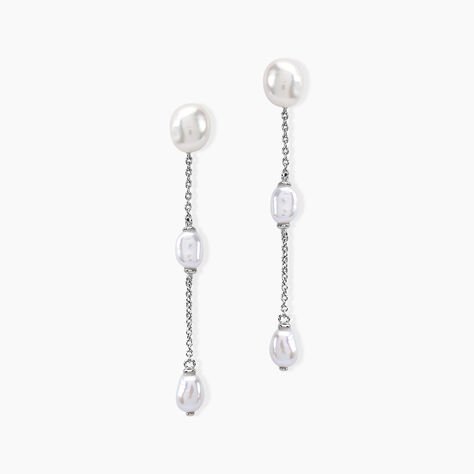 Boucles D'oreilles Pendantes Yuna Argent Blanc Perle De Culture - Pendantes Femme | Marc Orian