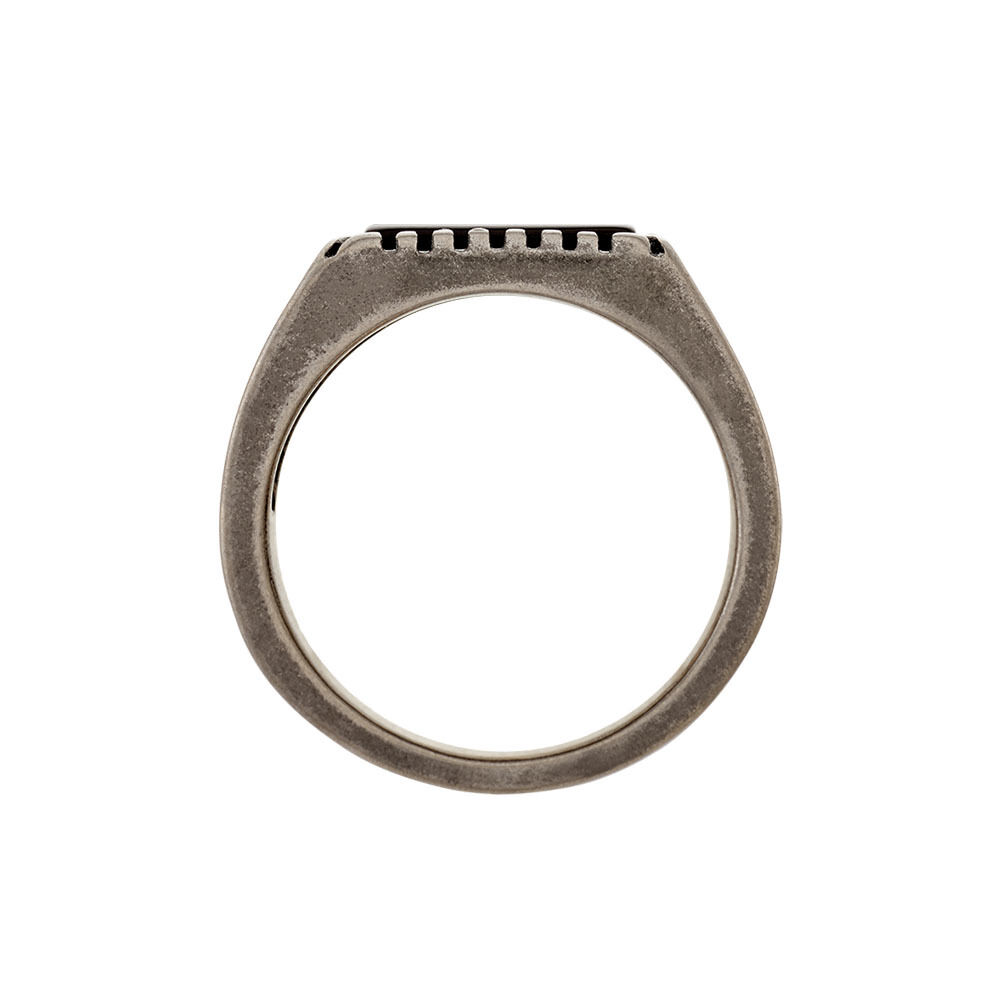 Bague Chevali&egrave;re Acier Vieillit Haris Agate - Bijoux fantaisie Homme | Marc Orian