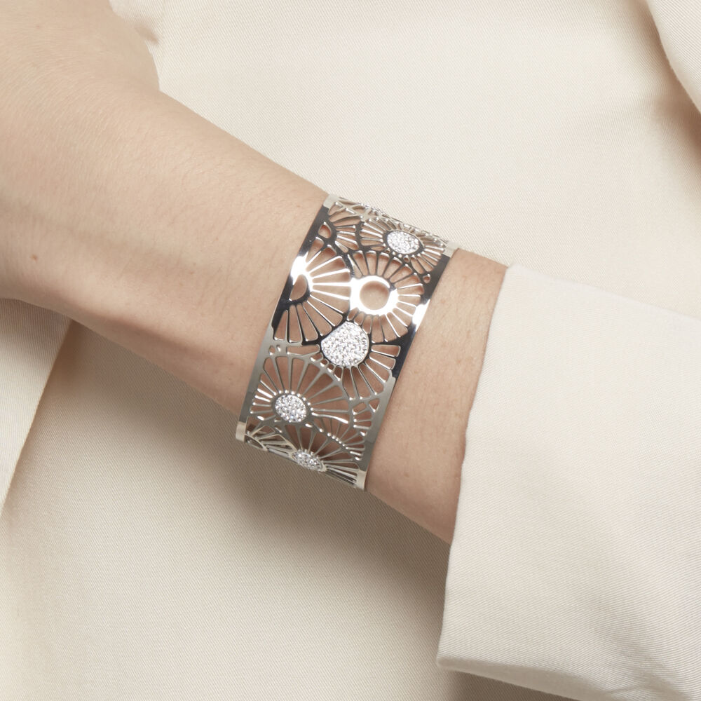 Bracelet Jonc Imagine Florette Strass Acier Blanc Strass - Bracelets Pierre Femme | Marc Orian