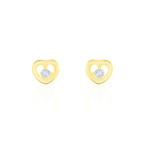 Boucles D'oreilles Puces Daria Cœur Or Jaune Oxyde De Zirconium - Puces Famille | Marc Orian