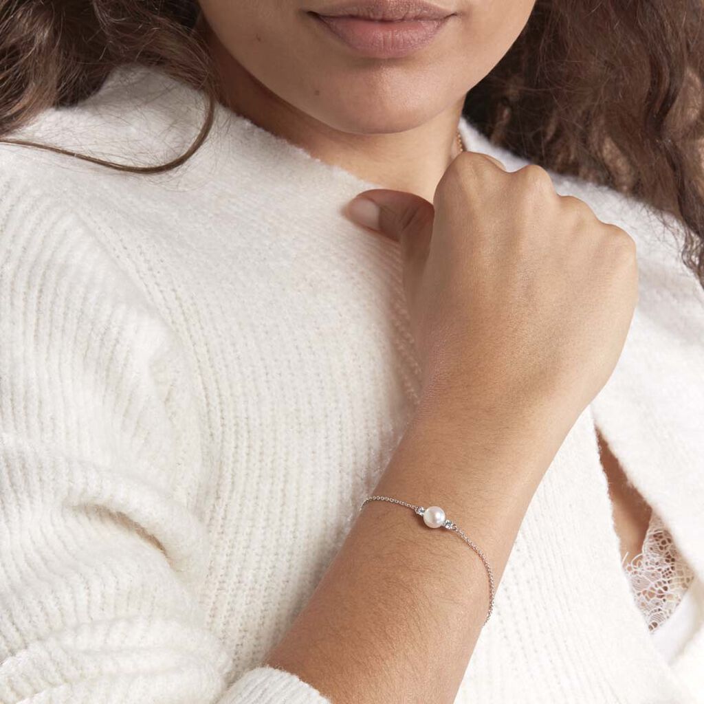 Bracelet Sari Argent Blanc Perle De Culture Et Oxyde De Zirconium - Bracelets chaînes Femme | Marc Orian