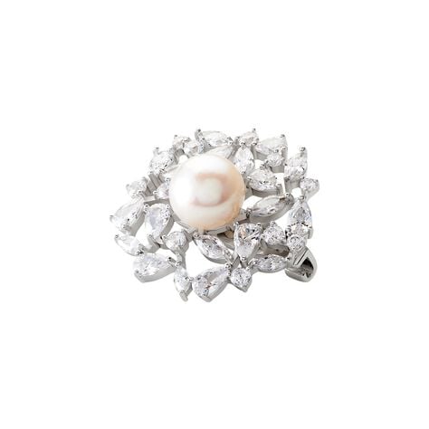 Broche Kaki Argent Blanc Perle De Culture - Broches Femme | Marc Orian