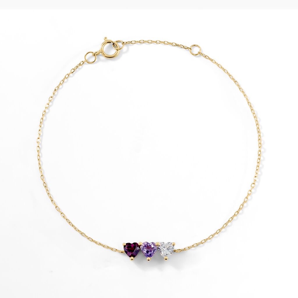 Bracelet Romayne Or Jaune Améthyste Rhodolite Oxyde De Zirconium - Bracelets chaînes Femme | Marc Orian