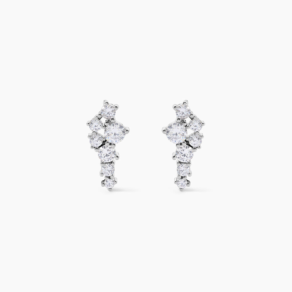 Boucles D'oreilles Puces Eden Argent Blanc Oxyde De Zirconium - Puces Femme | Marc Orian