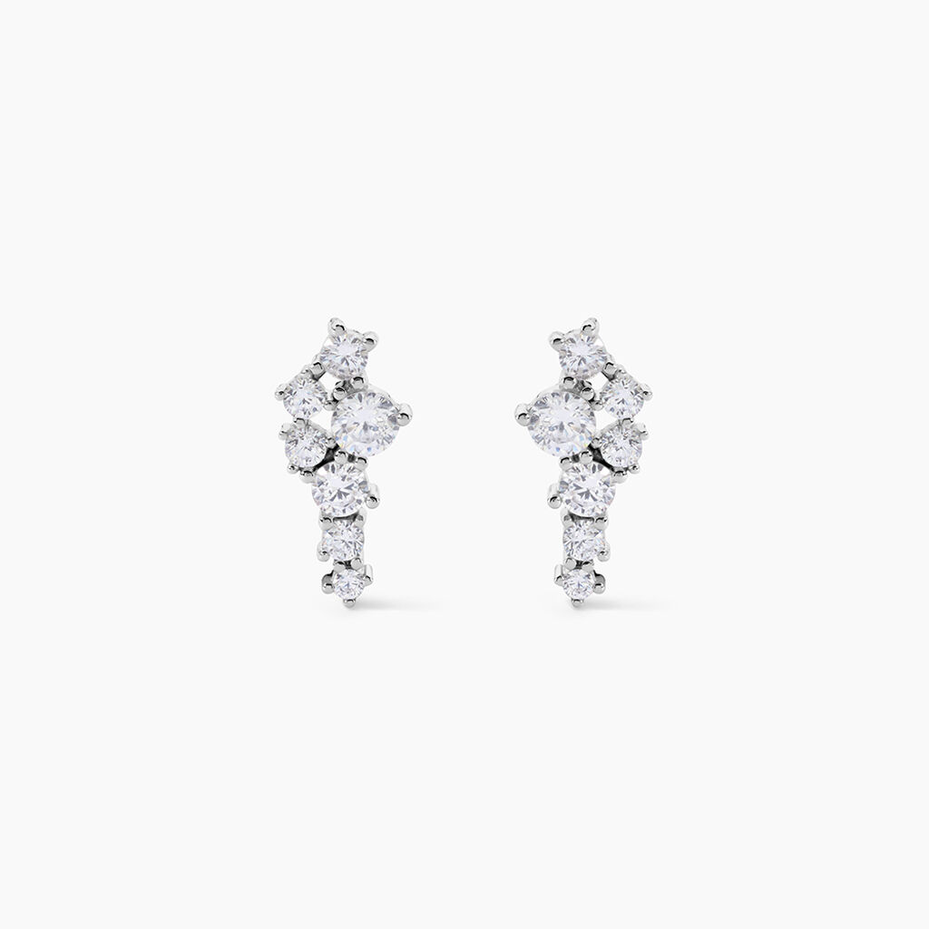 Boucles D'oreilles Puces Eden Argent Blanc Oxyde De Zirconium - Puces Femme | Marc Orian