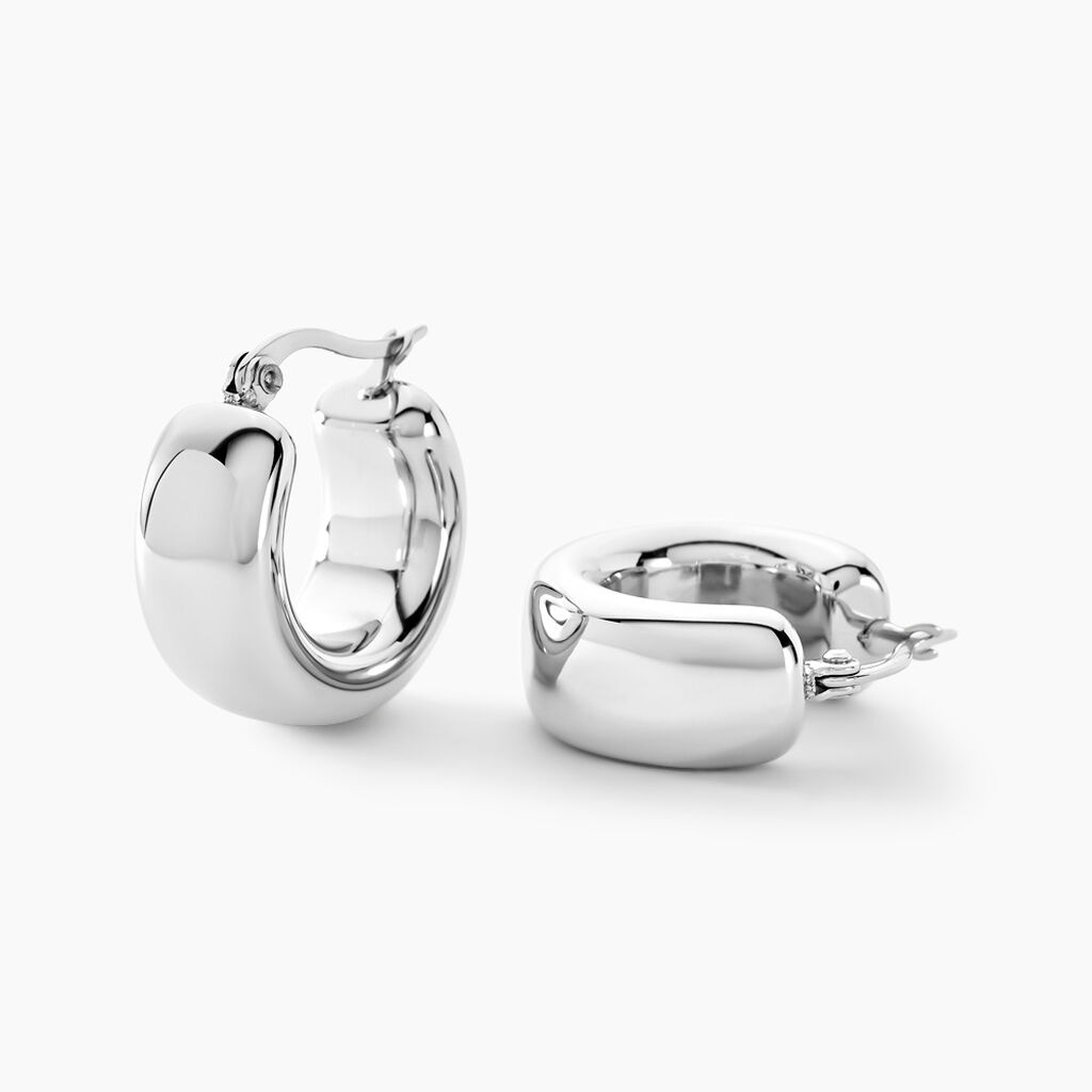 Créoles Santivana Acier Blanc - Créoles Femme | Marc Orian