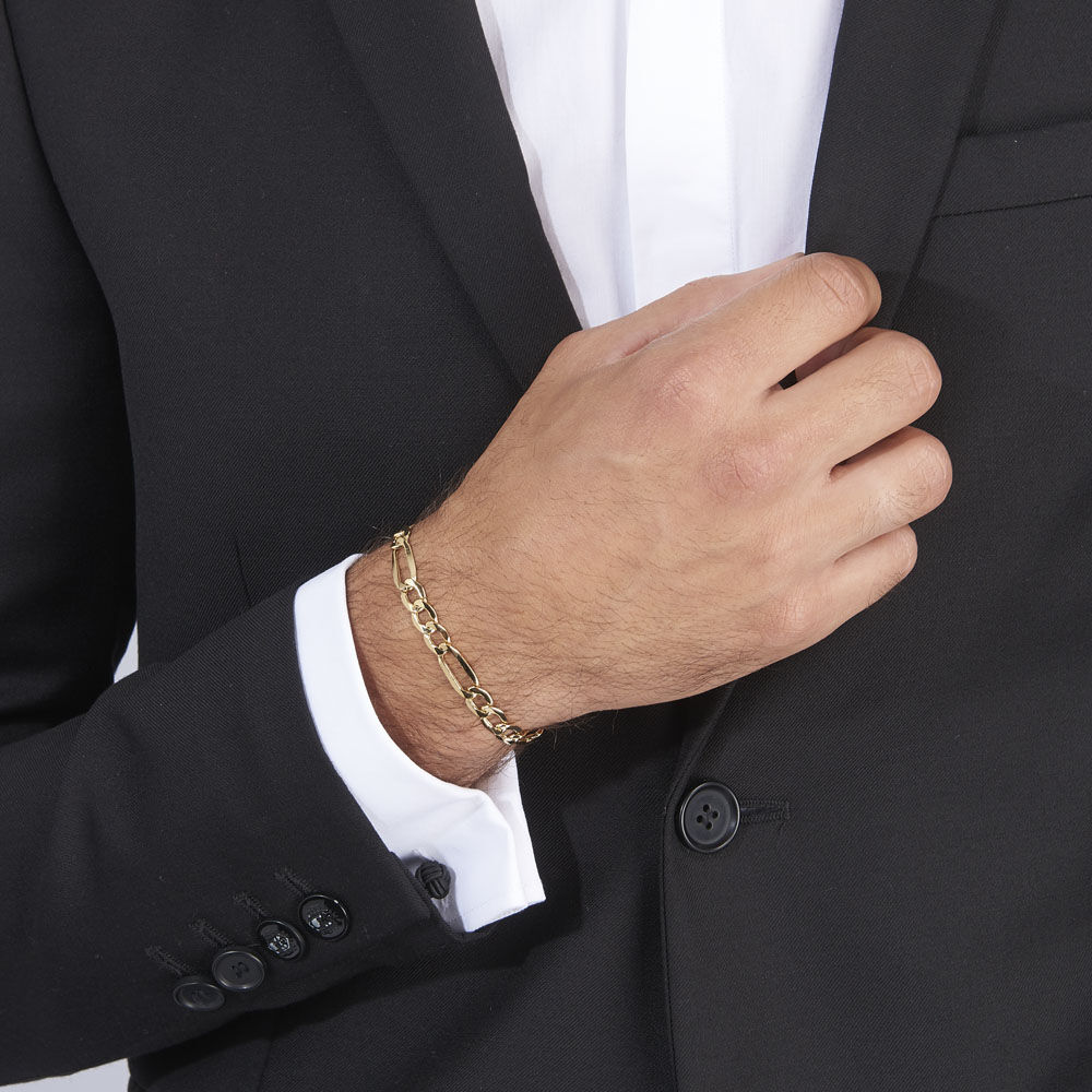Bracelet Or Jaune Maille Alternée - Bracelets mailles Homme | Marc Orian