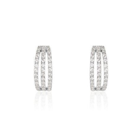 Créoles Oiva Or Blanc Oxyde De Zirconium - Boucles d'oreilles Créoles Femme | Marc Orian