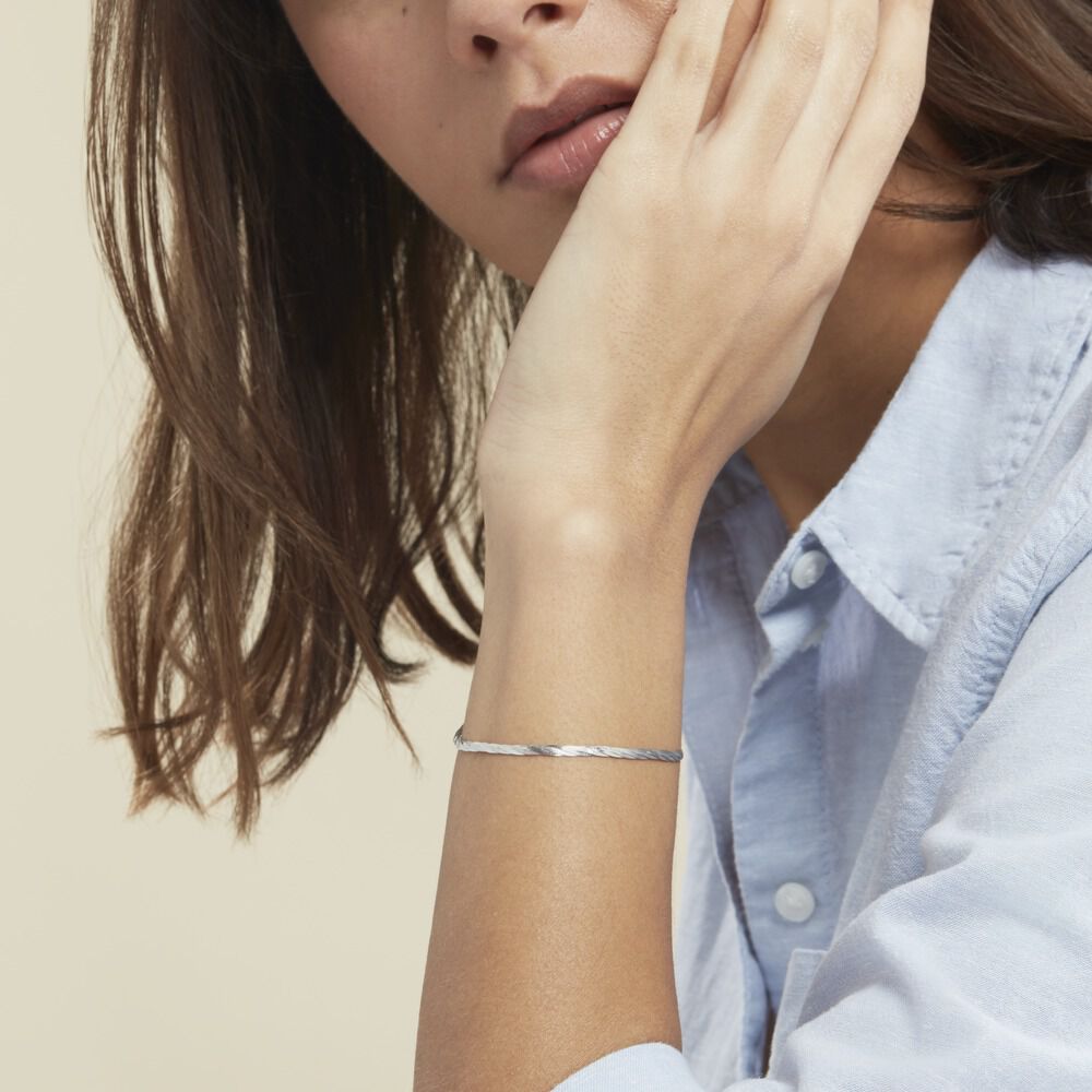 Bracelet Jasmin Tresse Or Blanc - Bracelets Tressés Femme | Marc Orian