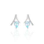 Boucles D'oreilles Puces Electa Or Blanc Topaze Et Oxyde De Zirconium - Puces Femme | Marc Orian