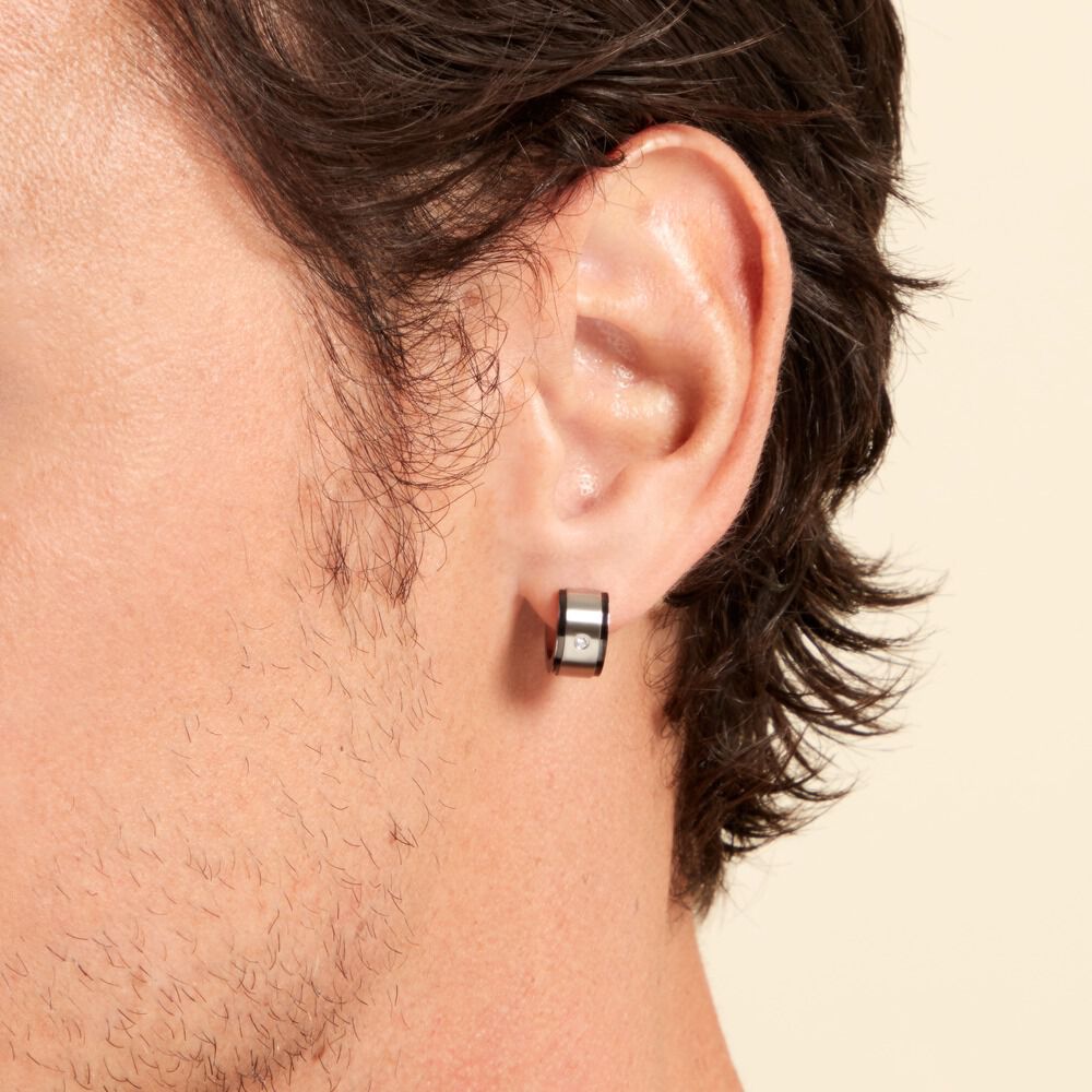 Créoles Jourdan Ios Acier Blanc Oxyde De Zirconium - Créoles Homme | Marc Orian