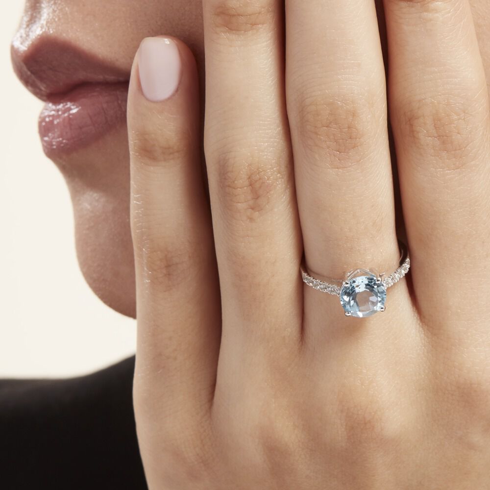 Bague Or Blanc Terese Topaze Oxydes De Zirconium - Bagues pierres fines Femme | Marc Orian