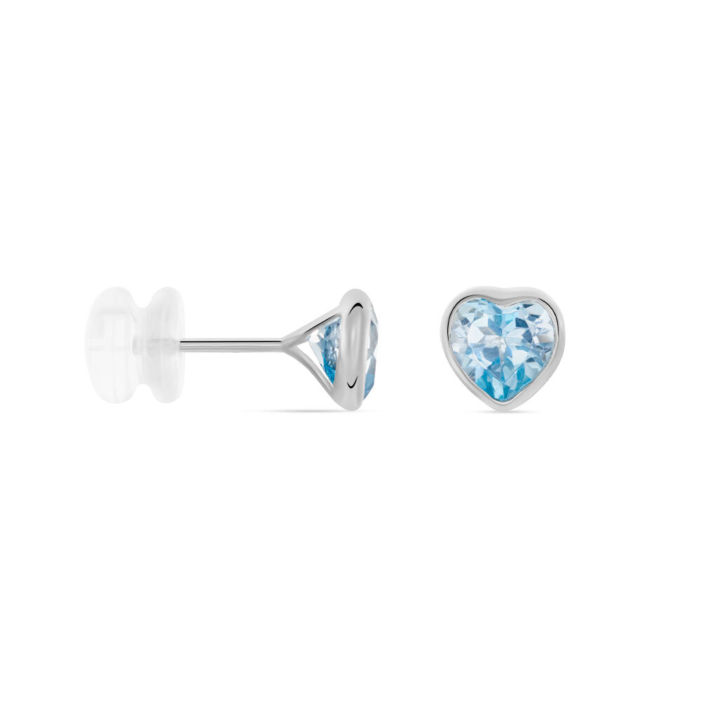 Boucles D'oreilles Puces Klodina Or Blanc Topaze - Puces Femme | Marc Orian