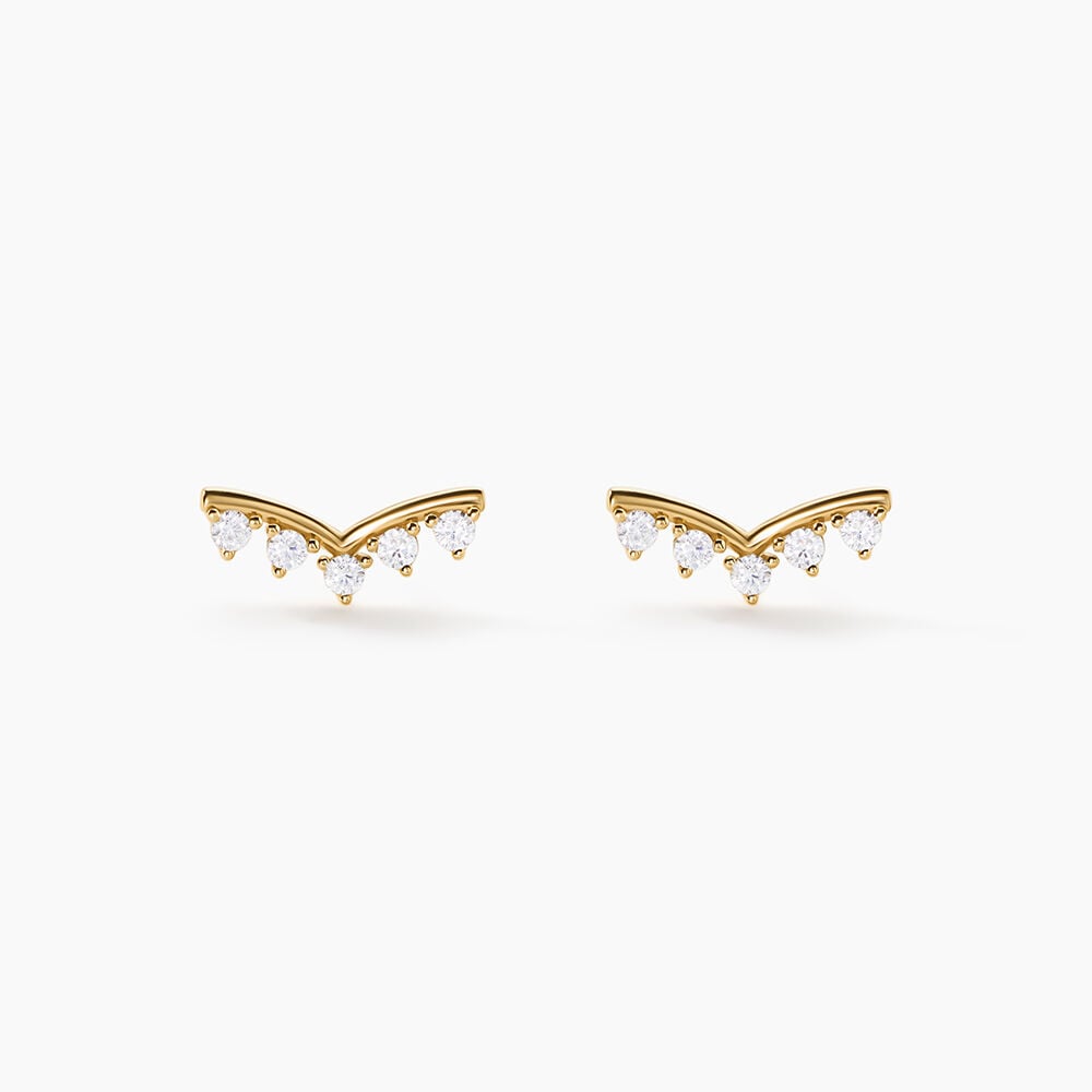 Boucles D'Oreilles Puces Ombeline Argent Dor&eacute; A L'Or 750/1000 Oxyde De Zirconium - Puces Femme | Marc Orian